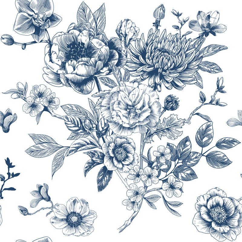 Hand Illustrated Floral Toile Wallpaper
