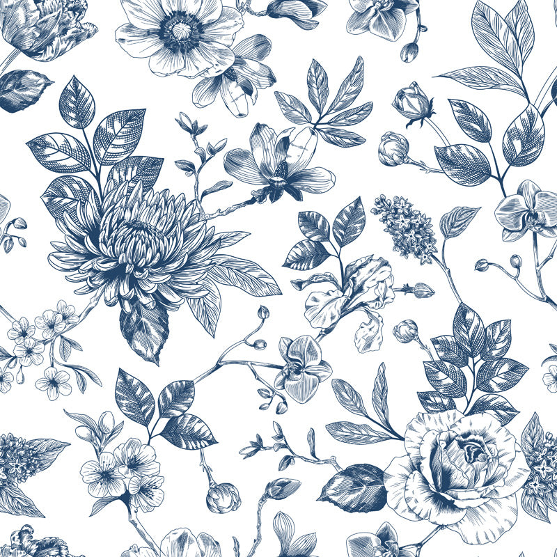 Vintage Garden Floral Toile Wallpaper