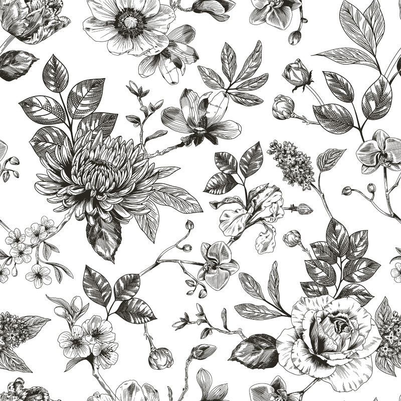 Vintage Garden Floral Toile Wallpaper
