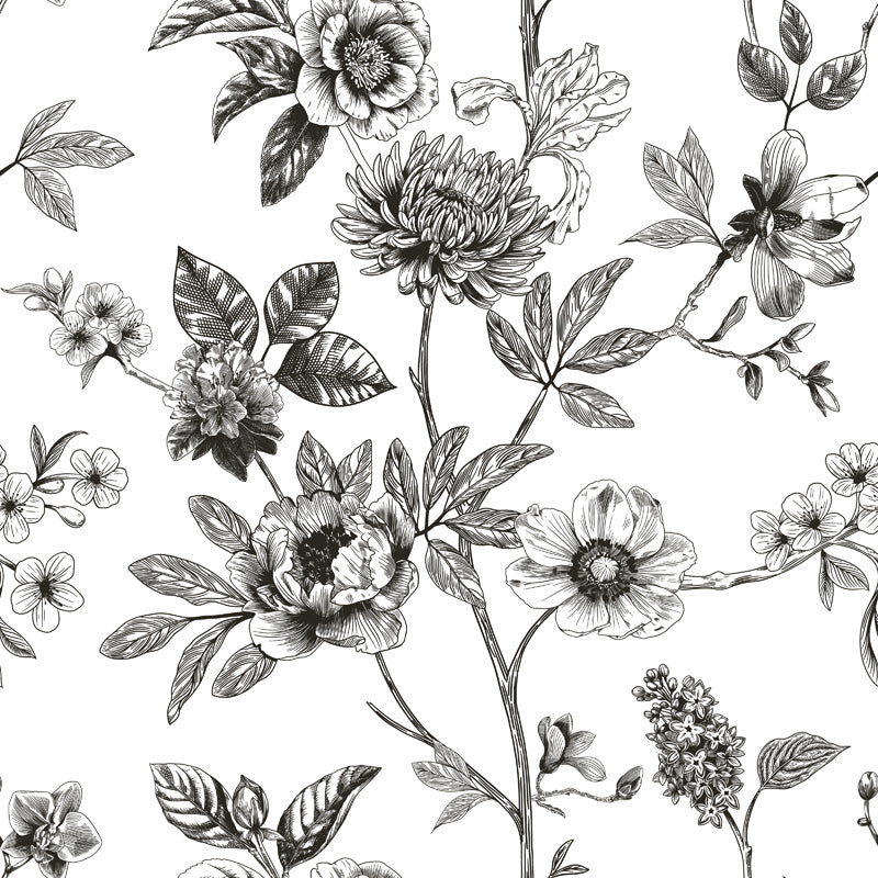 Elegant Botanical Toile Bloom Wallpaper