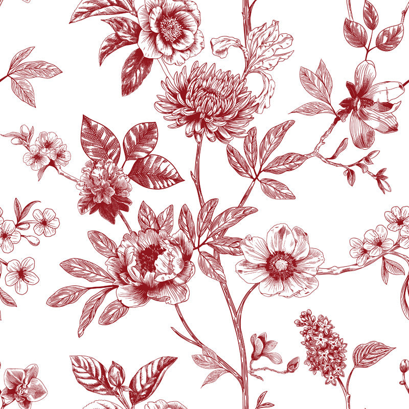Elegant Botanical Toile Bloom Wallpaper