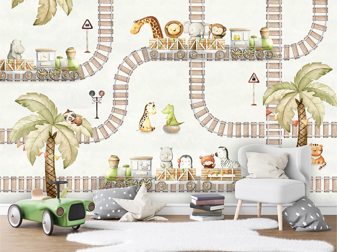 Train Travels Wallpaper Mural