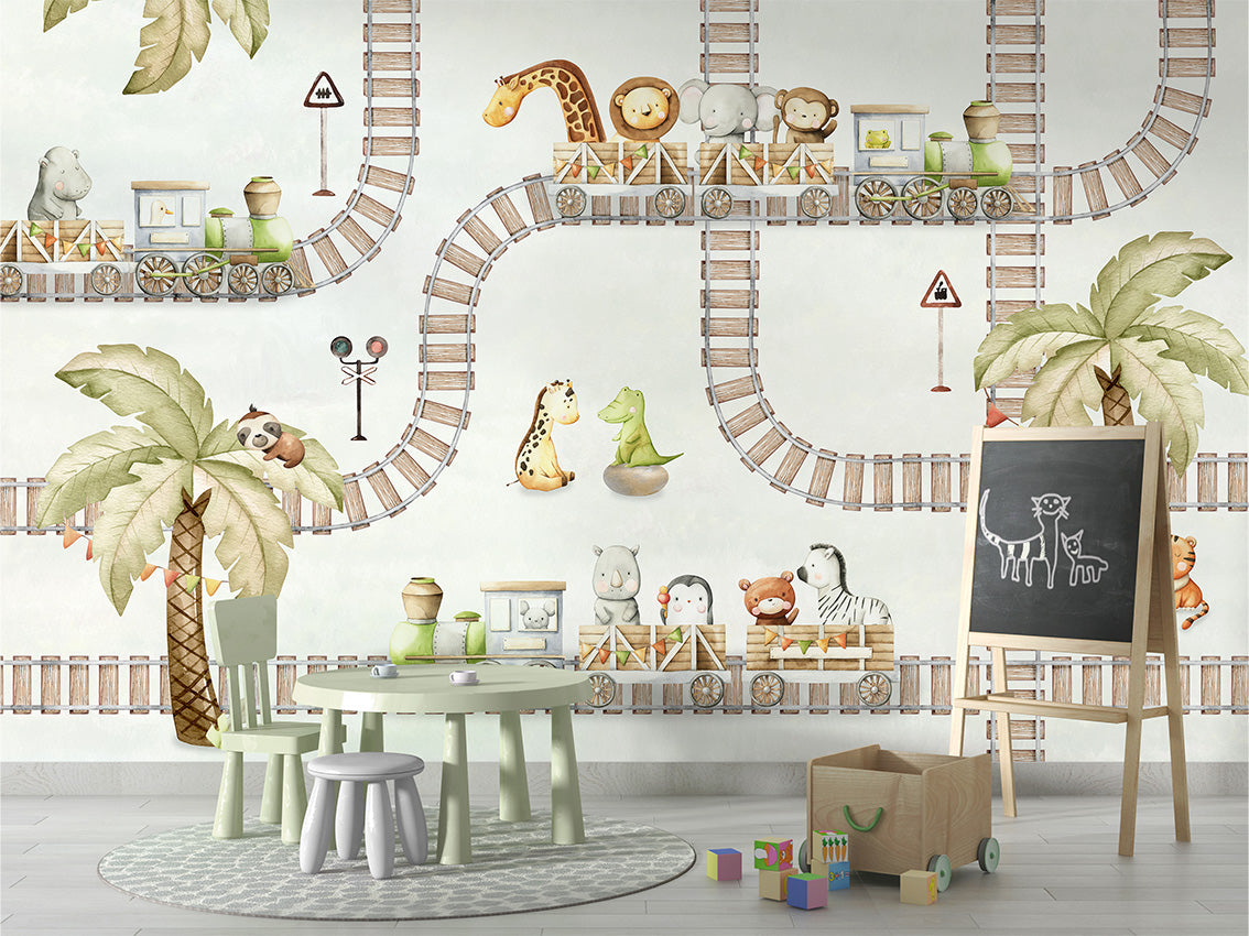 Train Travels Wallpaper Mural