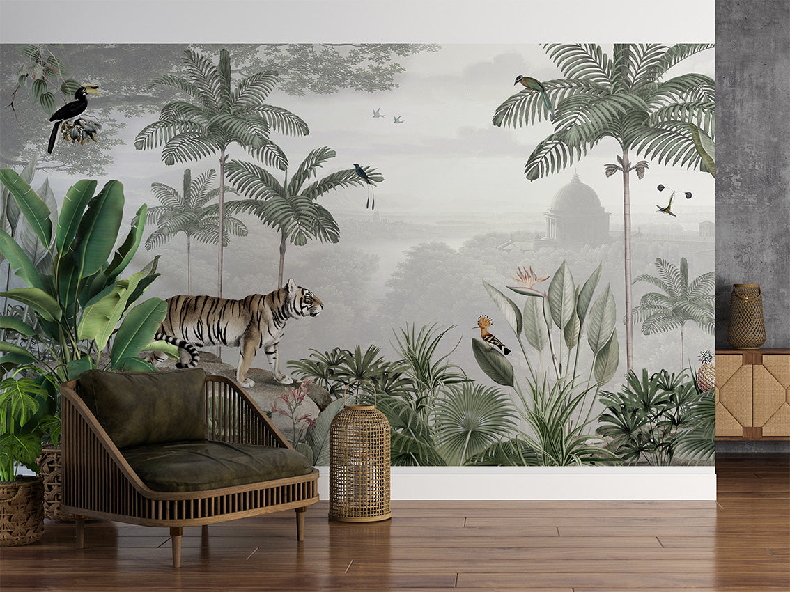 Tropical Tiger Jungle Wallpaper Mural