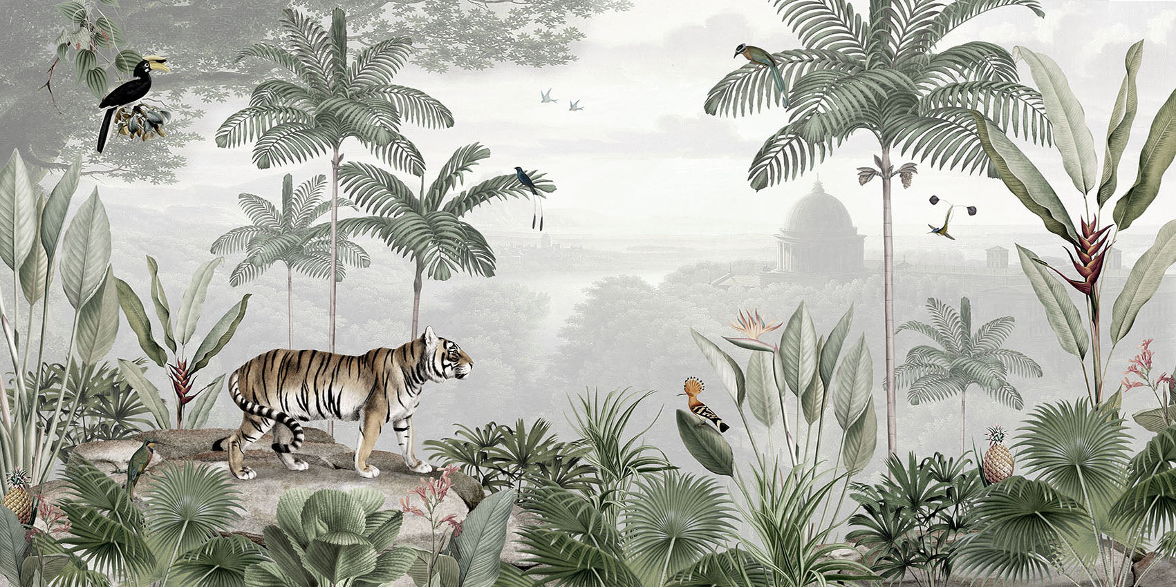 Tropical Tiger Jungle Wallpaper Mural