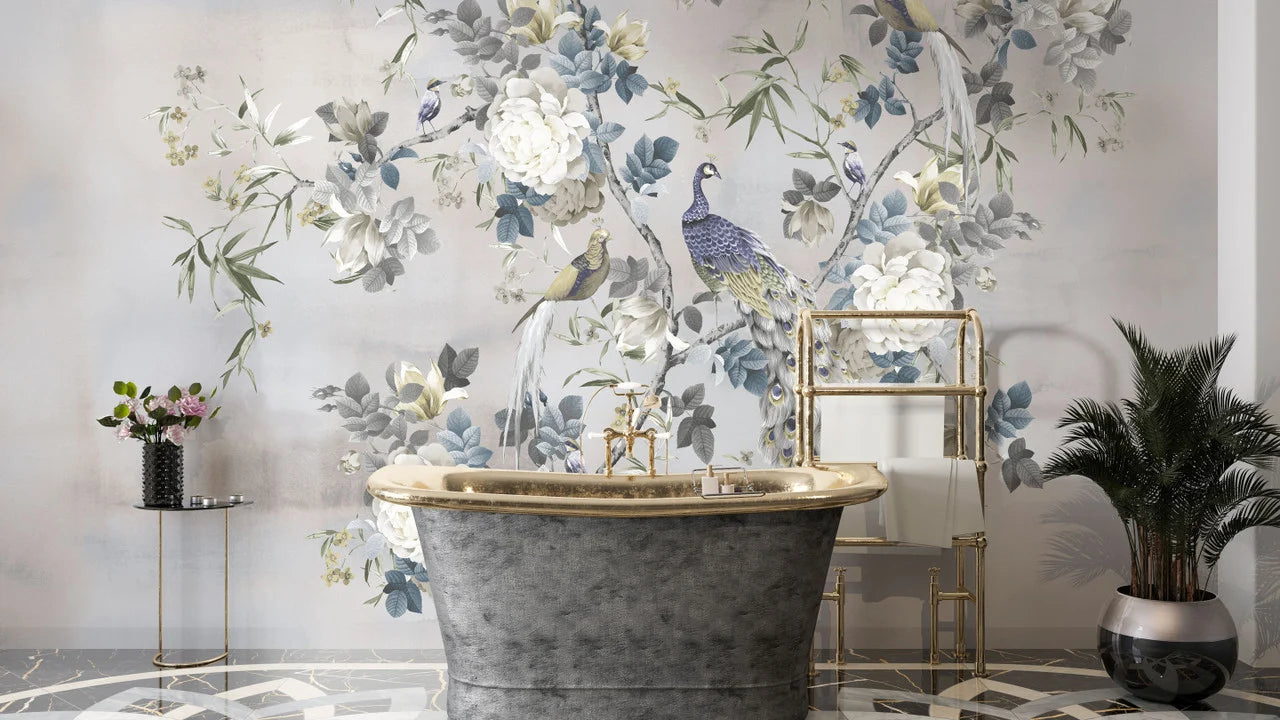 Peacock Garden Chinoiserie Wallpaper Mural