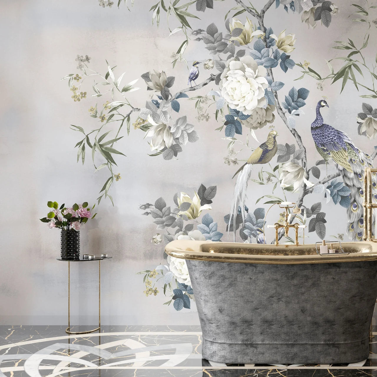 Peacock Garden Chinoiserie Wallpaper Mural
