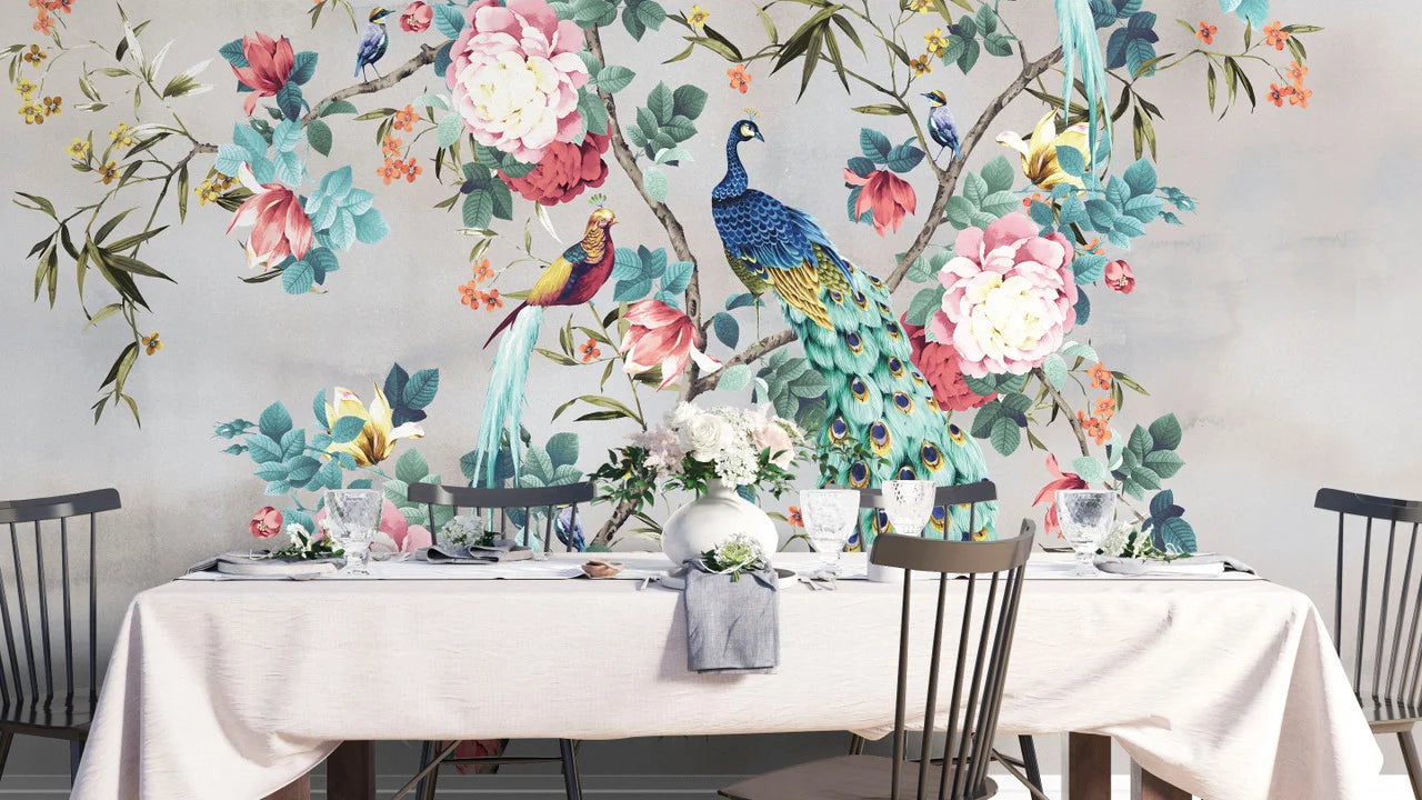 Peacock Garden Chinoiserie Wallpaper Mural