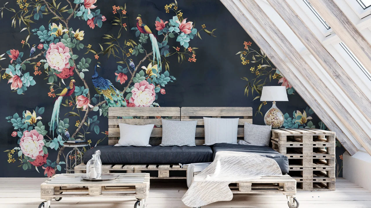 Peacock Garden Chinoiserie Wallpaper Mural