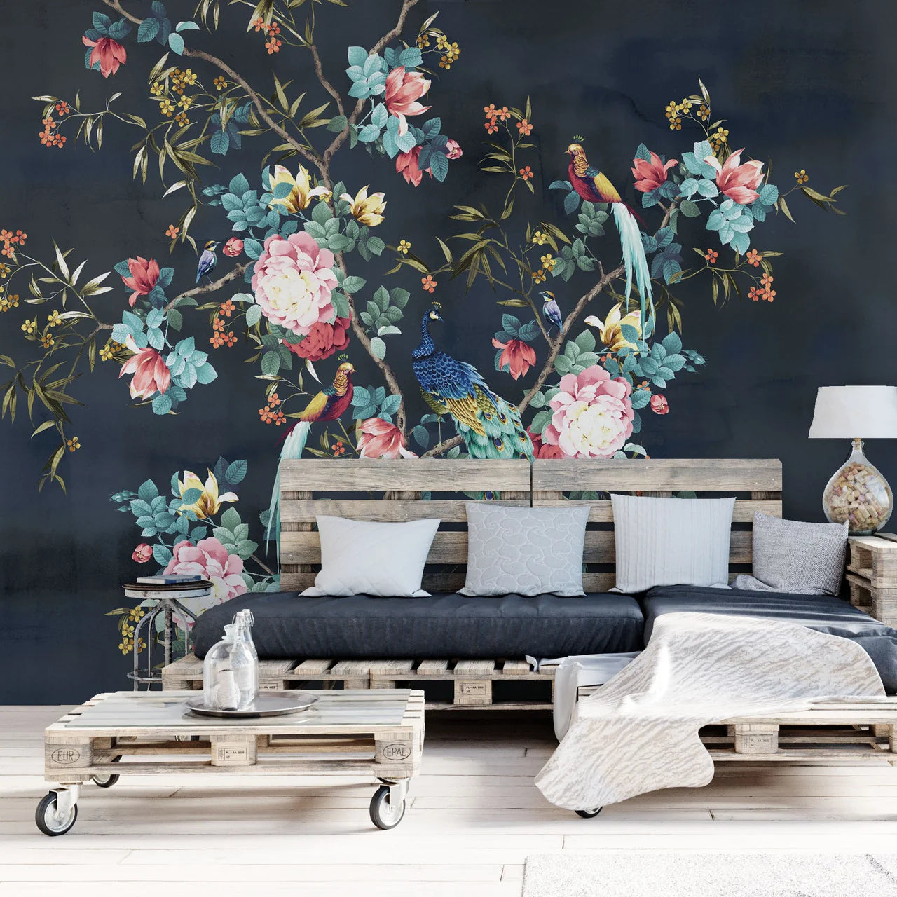 Peacock Garden Chinoiserie Wallpaper Mural