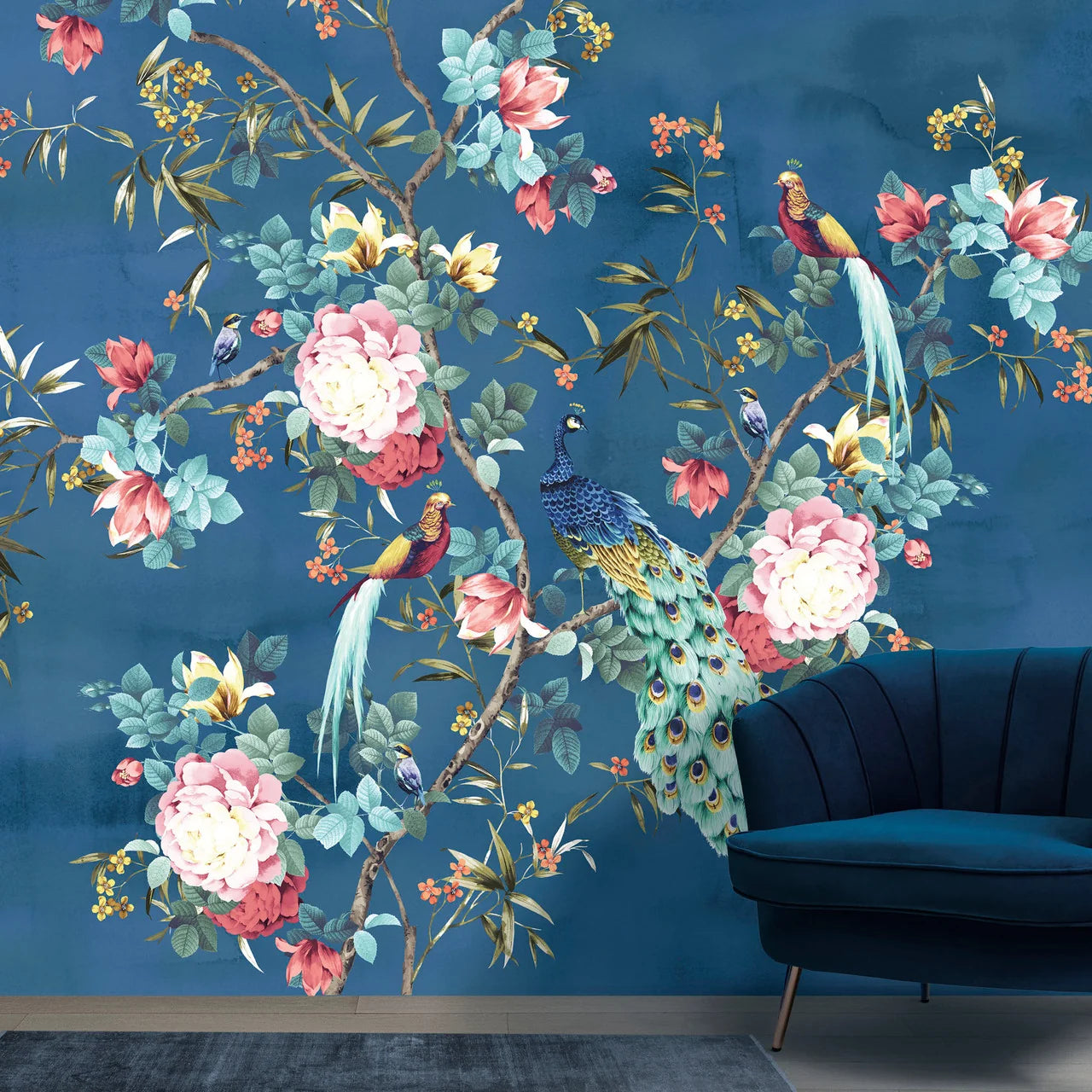 Peacock Garden Chinoiserie Wallpaper Mural