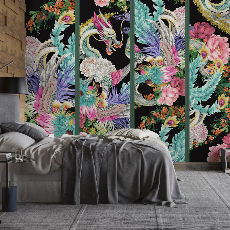 Dragon Phoenix Chinoiserie Wallpaper