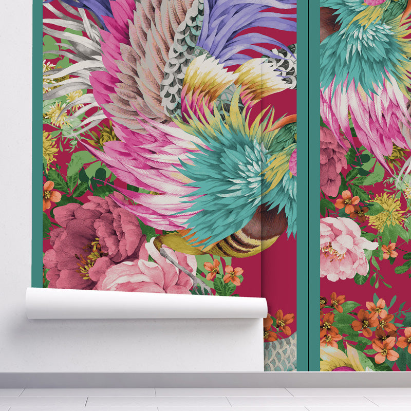 Dragon Phoenix Chinoiserie Wallpaper