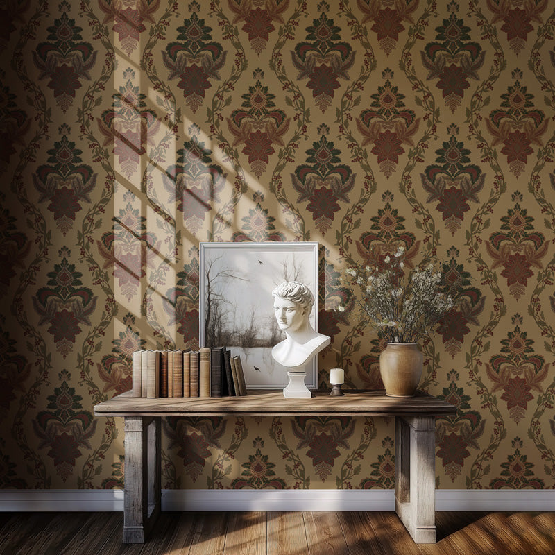 Ornate Botanical Damask Wallpaper