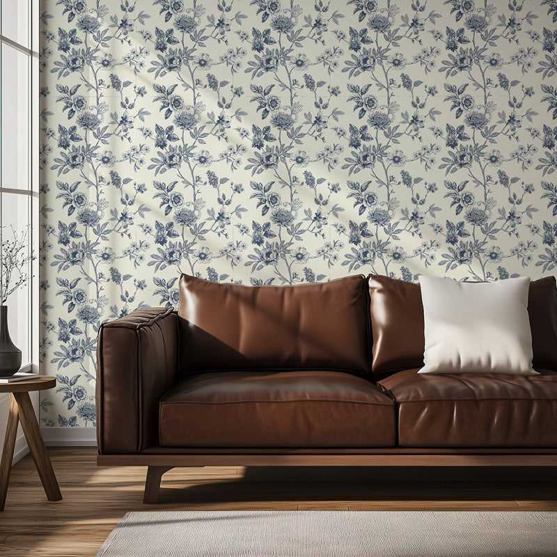 Elegant Botanical Toile Bloom Wallpaper