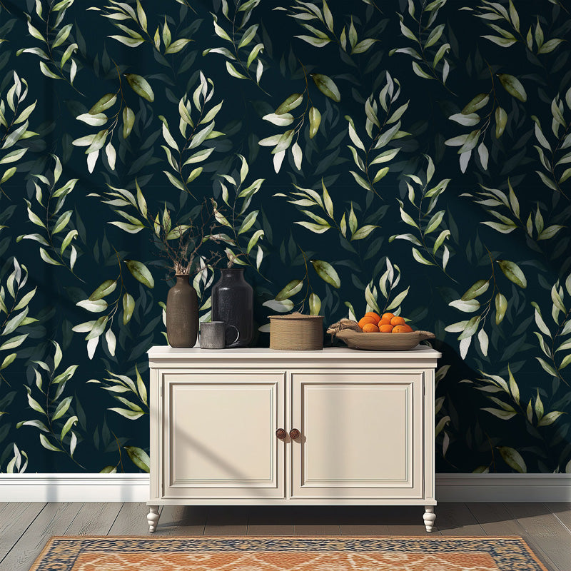 Watercolour Leaf Branch Wallpaper