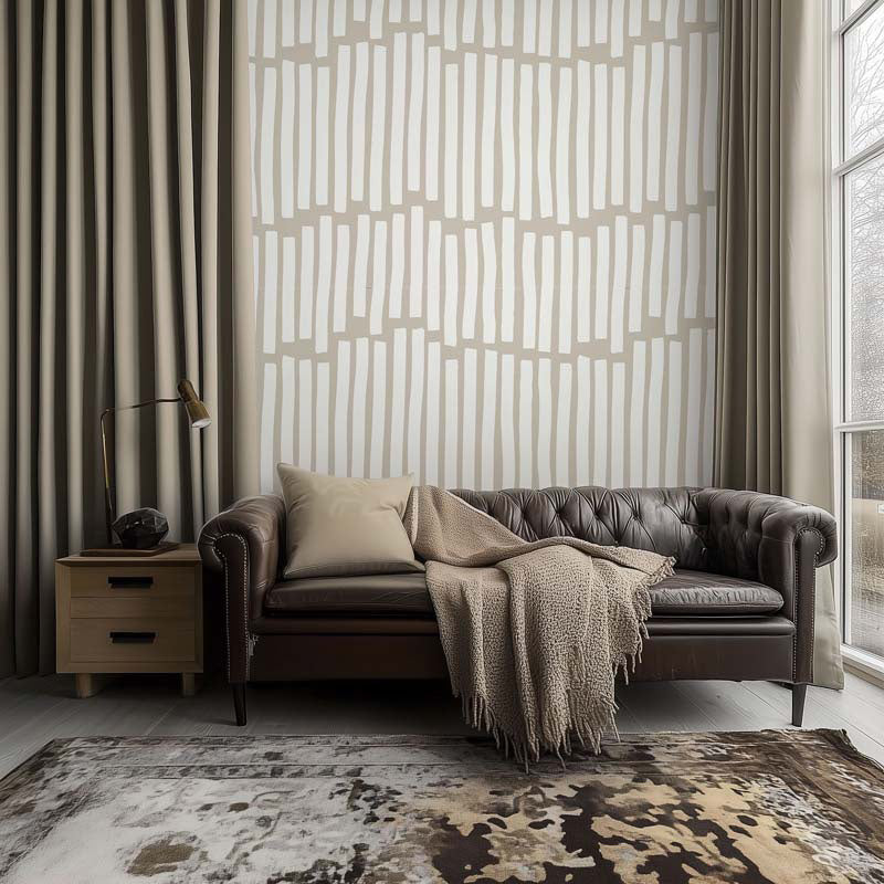 Wavy Columns – Geometric Wallpaper in Black & Cream
