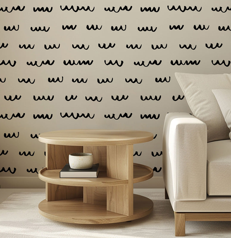 Wavy Brushstroke Lines – Wallpaper in Neutral Tones