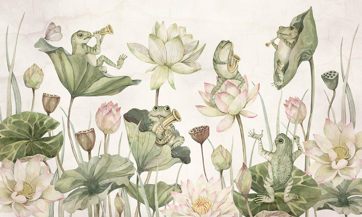 Water Lily Orchestra Frog Wallpaper Mural
