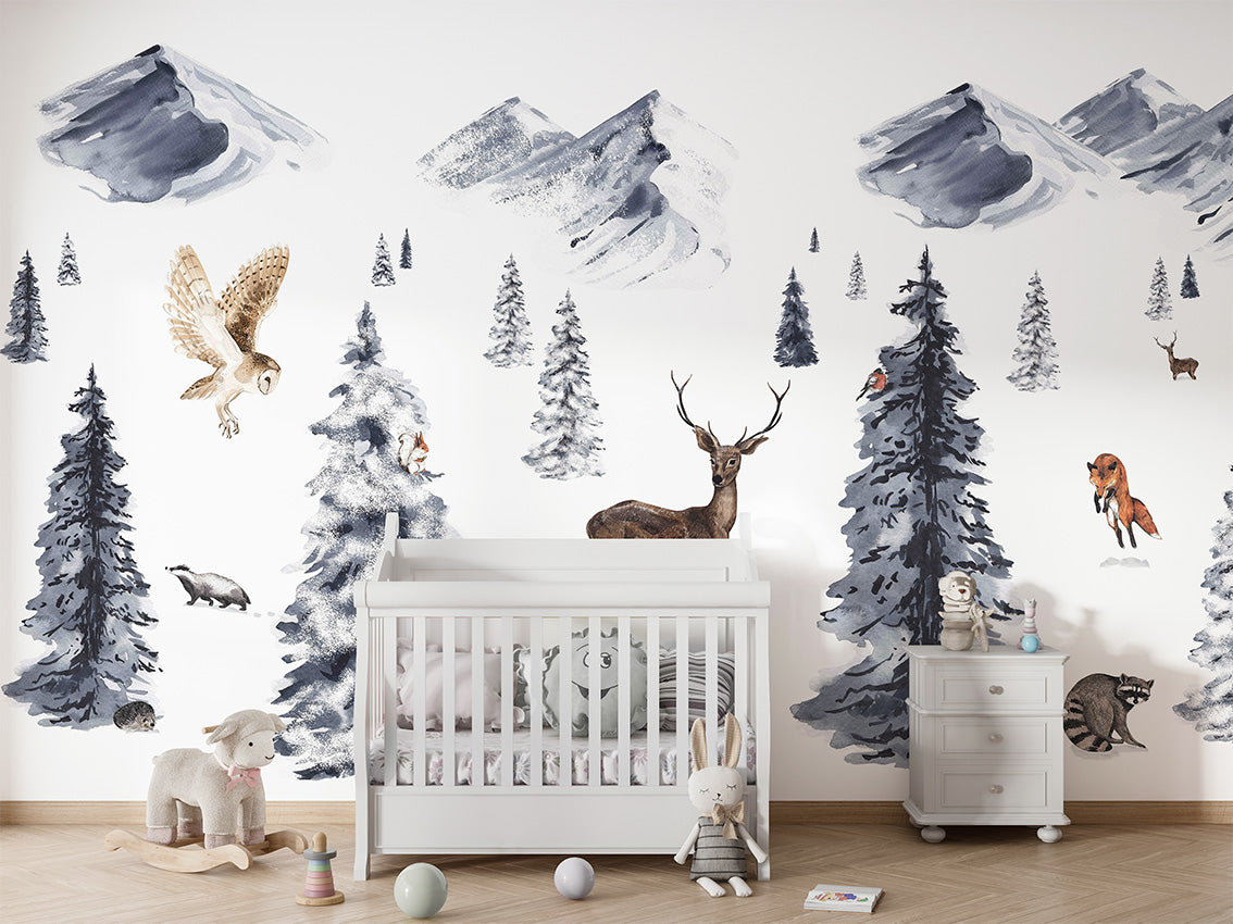 Winter Wonderland Woodland Wallpaper Mural