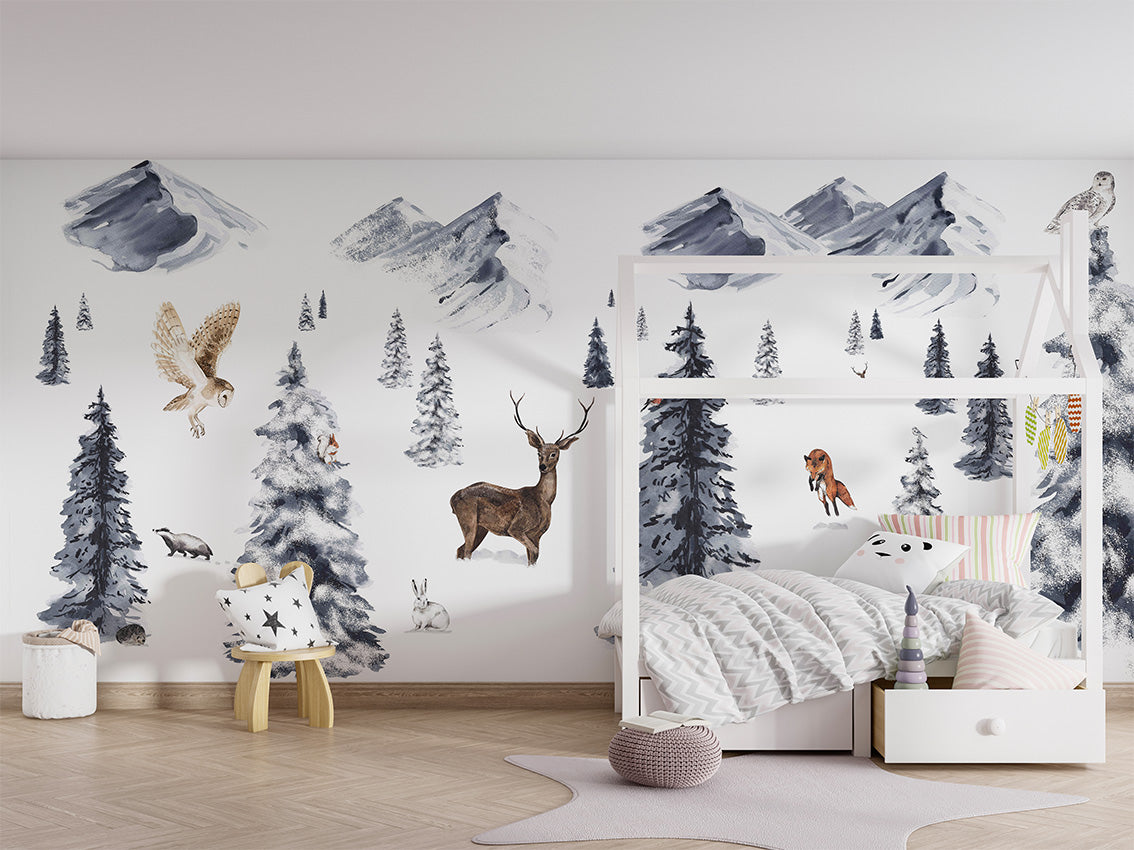Winter Wonderland Woodland Wallpaper Mural
