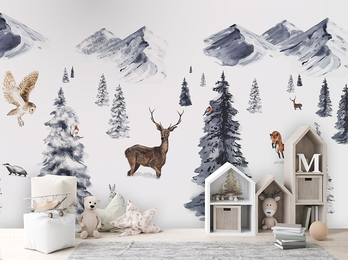 Winter Wonderland Woodland Wallpaper Mural