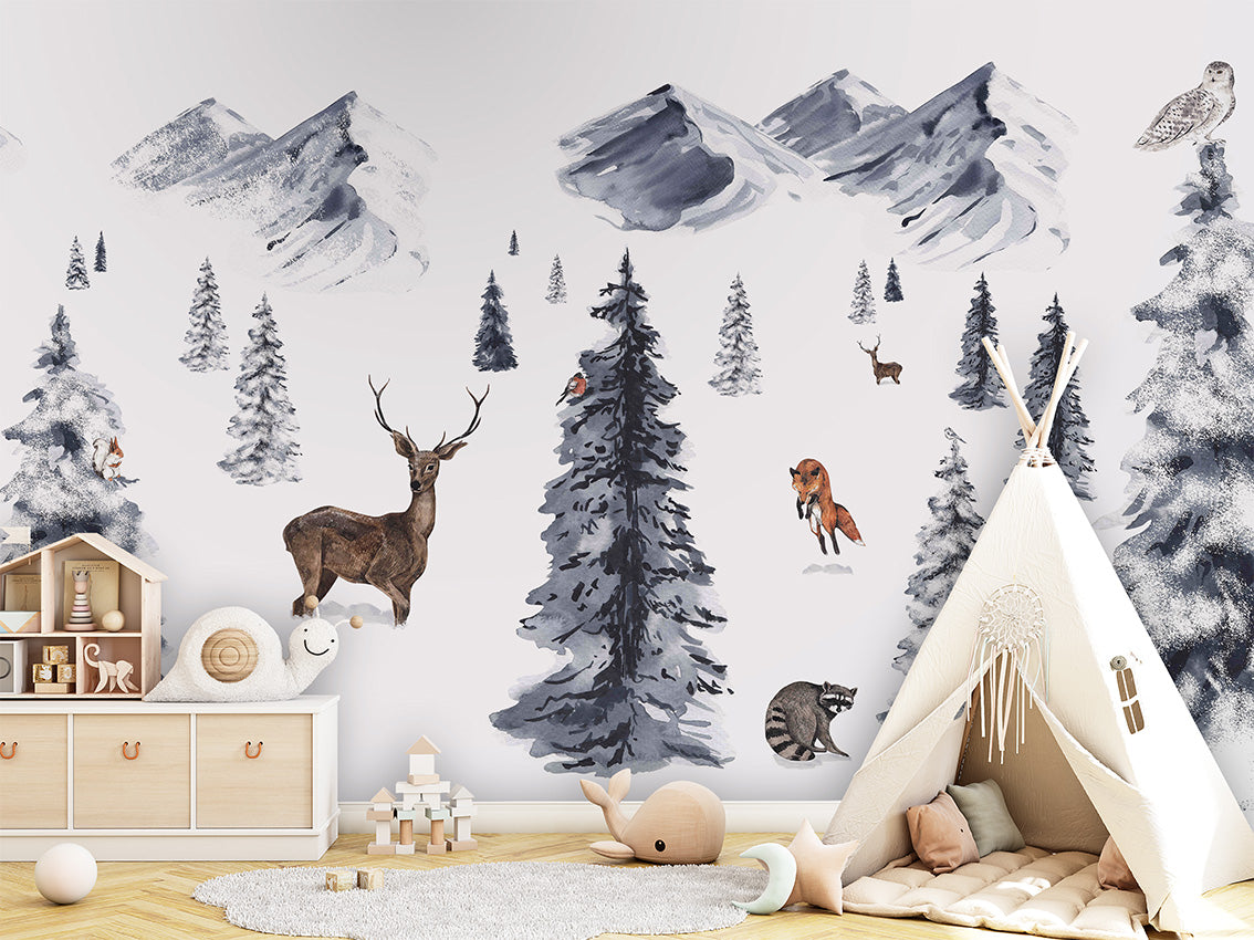Winter Wonderland Woodland Wallpaper Mural