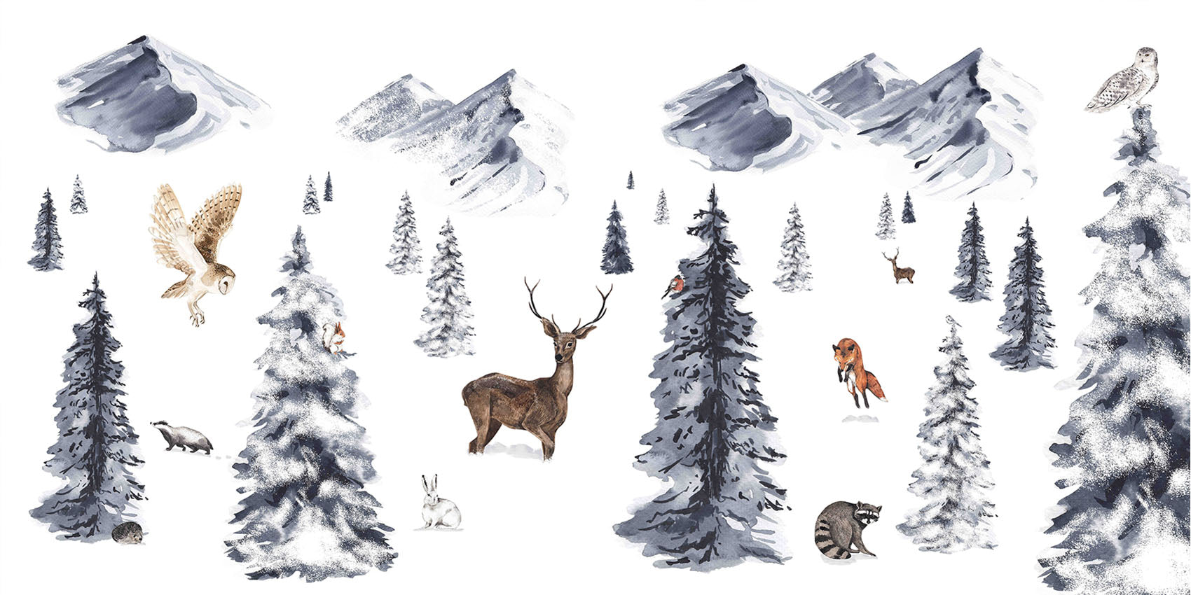 Winter Wonderland Woodland Wallpaper Mural