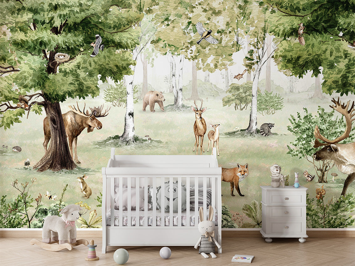 Woodland Wonders Forest Animal Wallpaper Mural