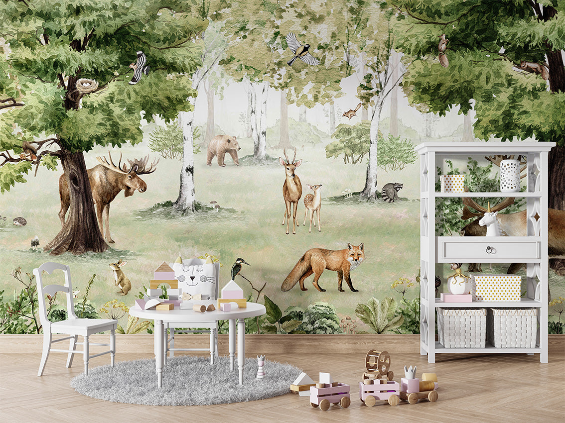 Woodland Wonders Forest Animal Wallpaper Mural