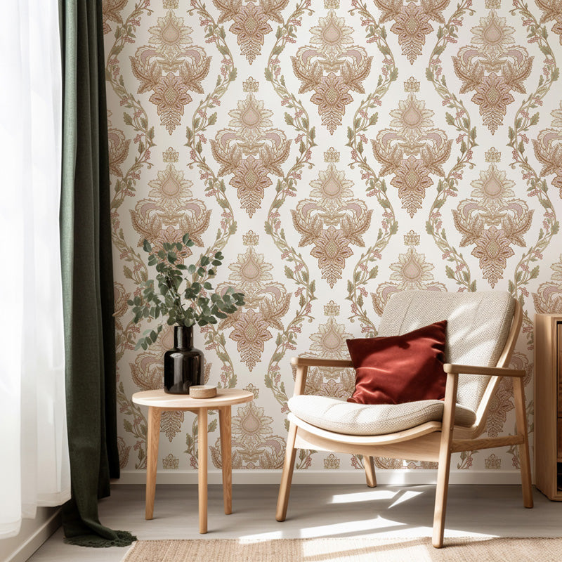 Ornate Botanical Damask Wallpaper