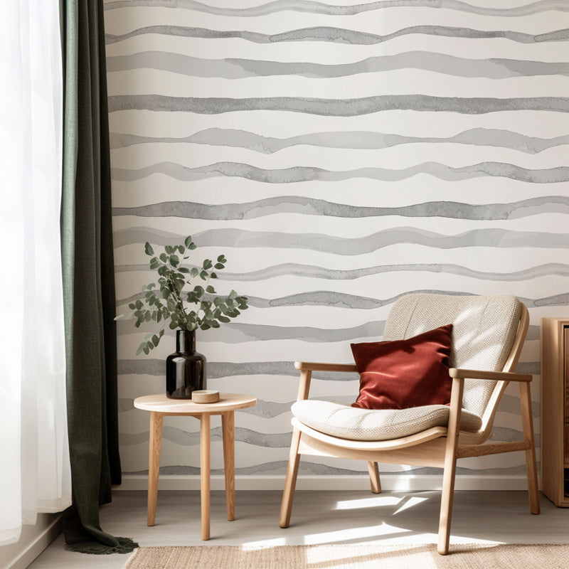 Watercolour Tide Lines – Wallpaper in Soft Coastal Tones