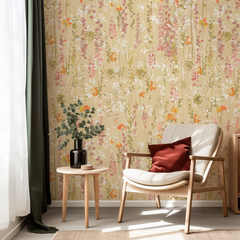 Wild Meadow – Painterly Floral Wallpaper in Soft Neutrals