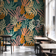 Tropical Drift – Abstract Leaf Wallpaper in Green & Blush