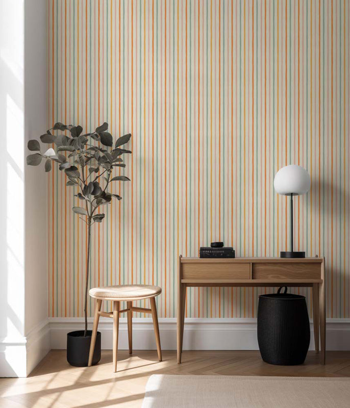 Hand-Brushed Linear Stripes – Wallpaper in Multi Colours