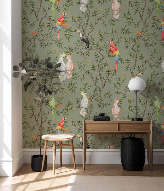 Parrot Grove – Tropical Wallpaper