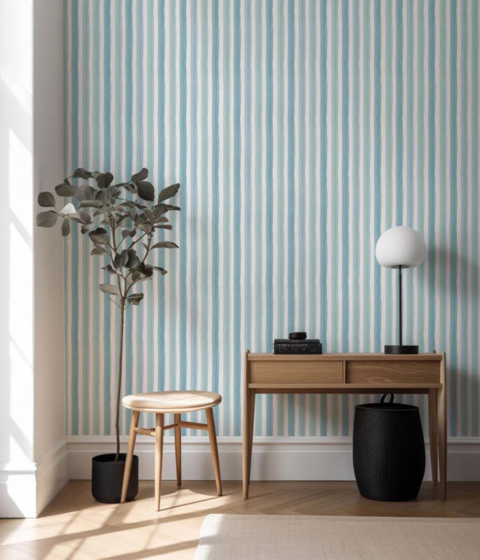 Watercolour Stripe – Soft Painted Striped Wallpaper in Pastel Tones