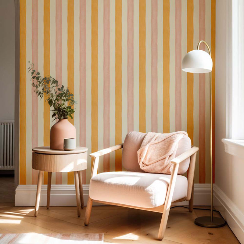Watercolour Bold Stripe – Wallpaper in Multiple Colours