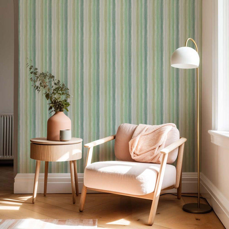 Meadow Wash Stripe – Soft Watercolour Striped Wallpaper