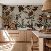 Autumn Aviary – Botanical Wallpaper in Rust & Neutral