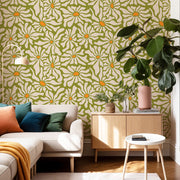 Retro Daisy Wave Floral Wallpaper – Bold Botanical Design