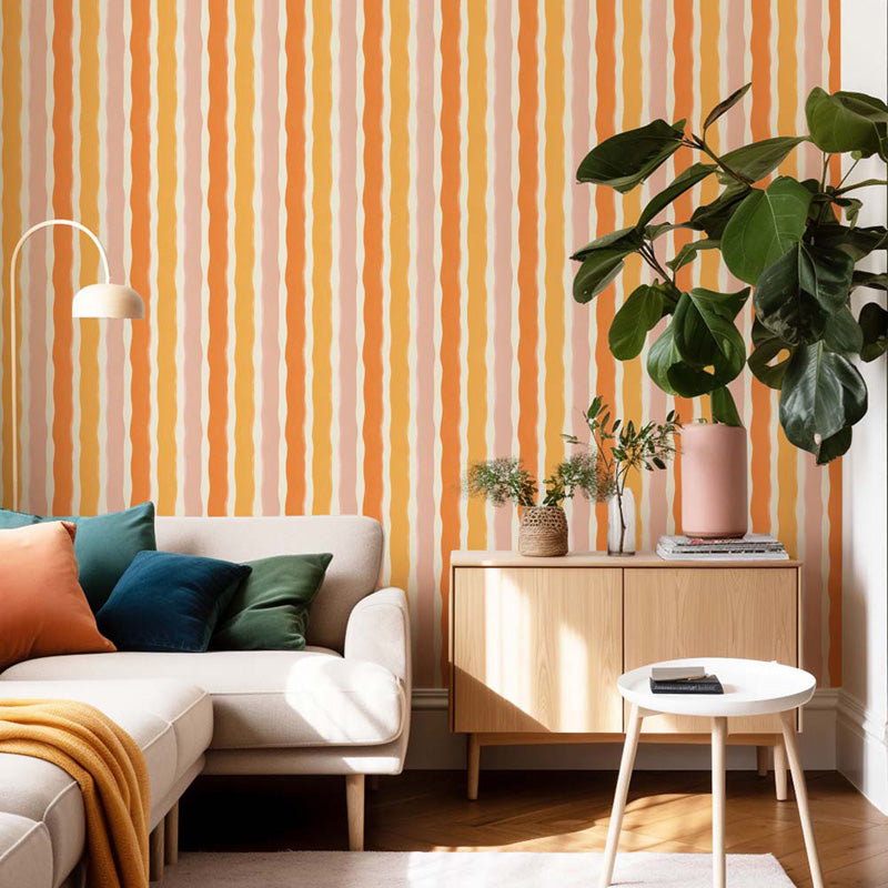 Wavy Brushstroke Stripes – Wallpaper in Multi Colours