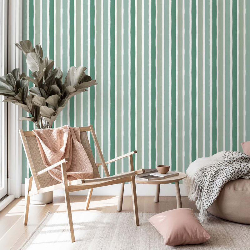 Painterly Stripe – Hand-Painted Striped Wallpaper in Soft Tones