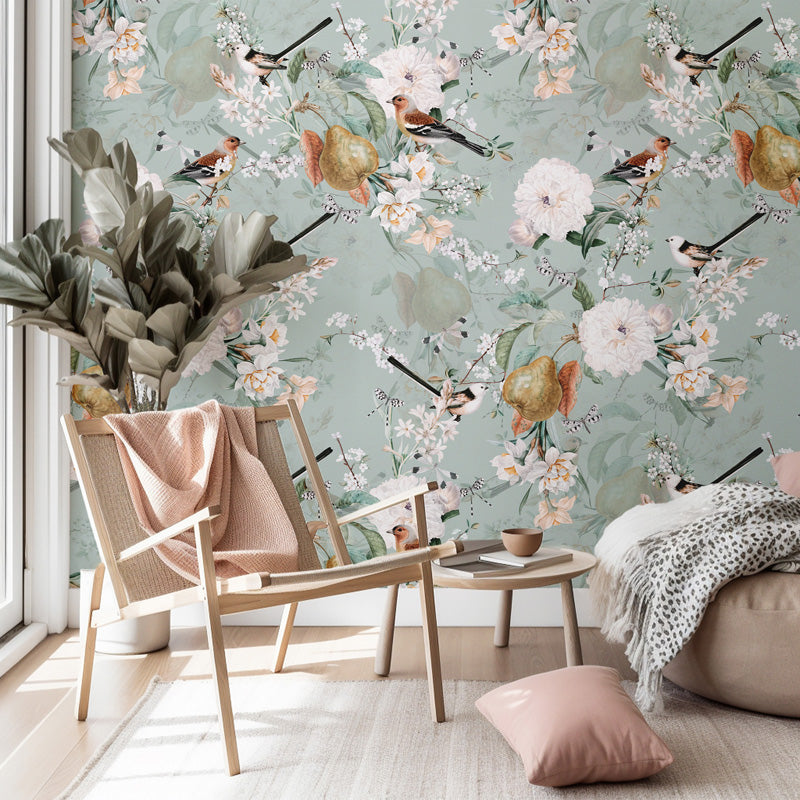 Garden Whispers – Floral & Bird Wallpaper
