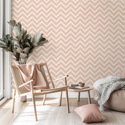 Peachline Chevron – Geometric Wallpaper in Soft Pink Tones