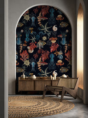 Abyssal Specimens – Ocean Life Wallpaper in Deep Tones
