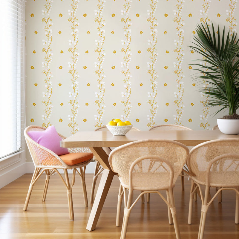 Meadow Stripe – Delicate Floral Wallpaper in Soft Pastels