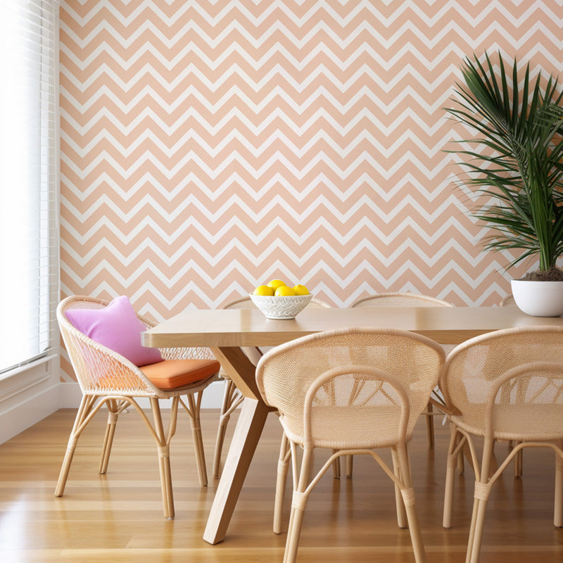 Peachline Chevron – Geometric Wallpaper in Soft Pink Tones
