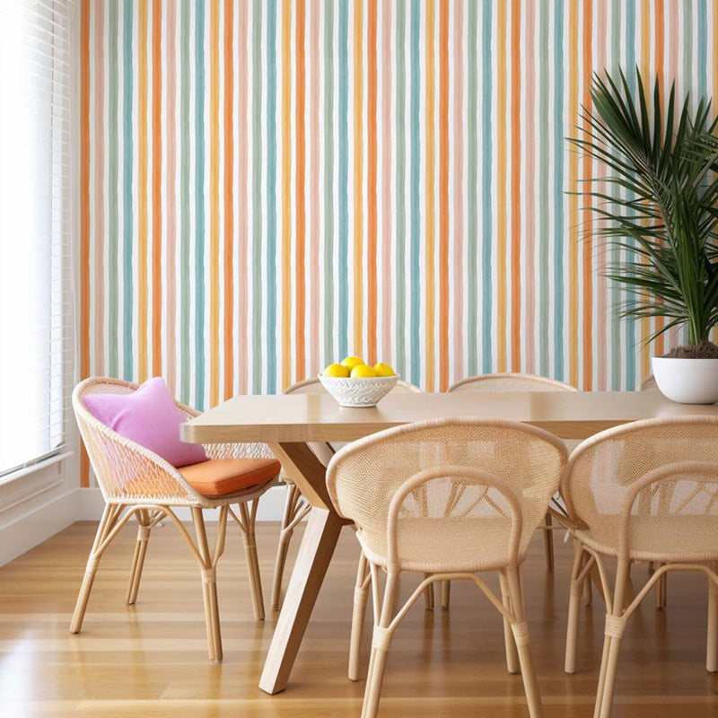 Watercolour Stripe – Soft Painted Striped Wallpaper in Pastel Tones