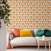 Golden Bloom – Retro Floral Wallpaper